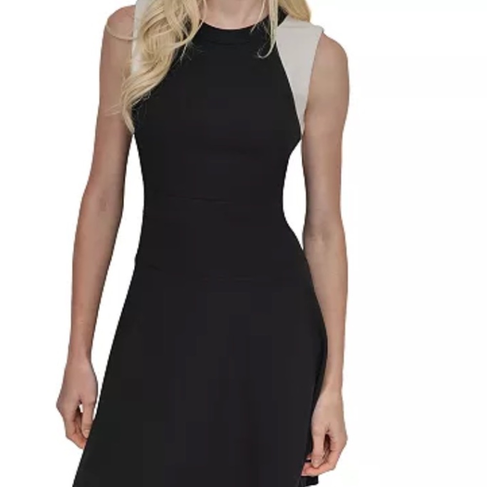 NEVER WORN! DKNY Black and Cream Midi Dress
